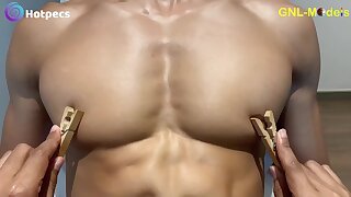 Ripped Fitness trainer gets awesome pec adoration and nipple play!