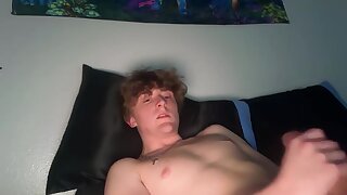 He jerks off and shoots his cum load all over his chest