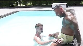Bodybuilder gets blow job by a boy