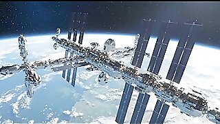 Morning Stretch of a Supremely Muscular Blonde in Space