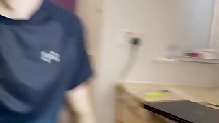 Hot twink jerks off and cums on his shirt