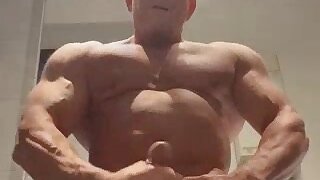 Muscle daddy jerking off and cumming again