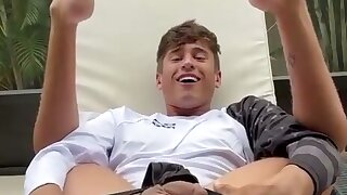 Twink gapes his hole with a dildo for dad