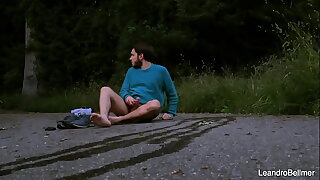 Caught taking a piss and jerking off outdoors - gay public exhibitionist