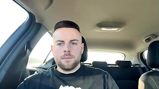 Horny British guy jerks off in his vehicle and cums thick loads of cum