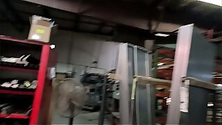 Blue collar man putting in work and busting a nut on his smoke break