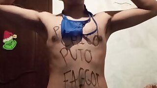 Gooner Latino ... faggot shows off in pink thong