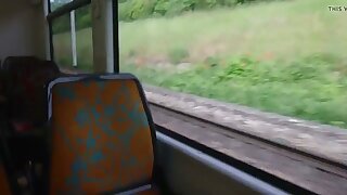 Twink wanks in bus and then cums all over himself