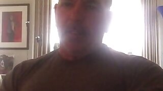 Hot beefy daddy cums on his chest