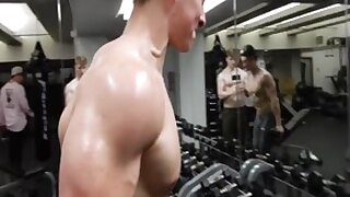 Cute funny blond young bodybuilder