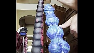 Anal whore depth training with 16 inch long dildo