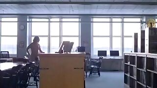Teen fag slut gets naked and runs around his schools library