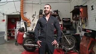 Muscled mechanic, bound, fucked from...