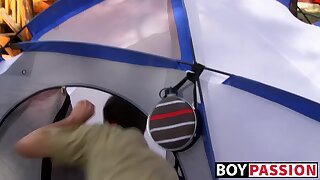 Jason and Tanner have a blowjob and anal play camping trip